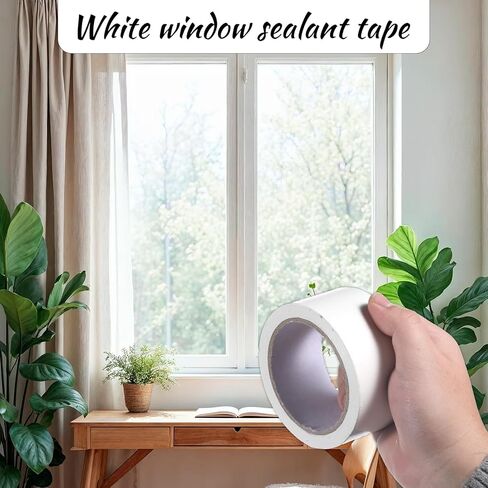 Window Weather Sealing Tape, 2 Inch X 21.8 Yards Window Sealer for Winter White Windows Draft Isolation Sealing Film Tape No Residue Blocks Drafts for Doors Windows in Saudi Arabia