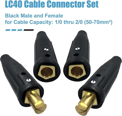 2 حزمة LC-40 لحام يؤدي موصل سريع، موصلات كابل اللحام، موصلات لحام الذكور والإناث لملحقات آلة اللحام، 1/0 و 2/0 سعة حجم كابل اللحام، 350 أمبير الحد الأقصى للتقييم in Kuwait
