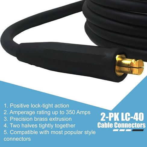 2 حزمة LC-40 لحام يؤدي موصل سريع، موصلات كابل اللحام، موصلات لحام الذكور والإناث لملحقات آلة اللحام، 1/0 و 2/0 سعة حجم كابل اللحام، 350 أمبير الحد الأقصى للتقييم in Kuwait