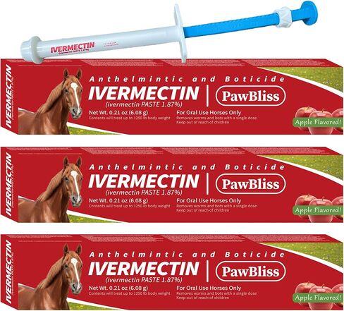 3 Pack Paste for Horses I.ver.M.ec.tin - Apple Flavor - 1.87% (6.08 Gram) in Kuwait