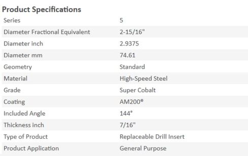 جديد AMEC 455H-0230 Super Cobalt AM200 Cobalt Spade Drill Insert 2 15/16 O.D. -DM1584BL5 in Saudi Arabia