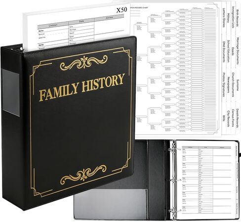 Family History Binder 3 Ring 60 Families Group Sheets 8th Generation 16 Sheets Genealogy Binder Dividers Family Tree Chart Genealogy Organizer Supplies with Pen Loop PVC Pocket for Families History in Saudi Arabia