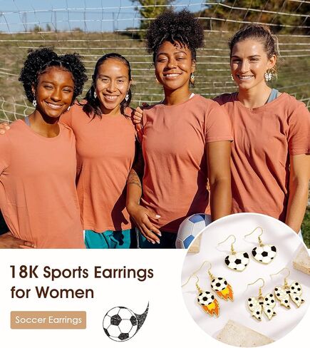 World Soccer Cup Dangle Earrings Set for Women, 3 Pairs Bow Heart Sports Drop Earrings, Football Womens Cute Earrings, Statement Game Day Jewelry for Fans Players in Kuwait