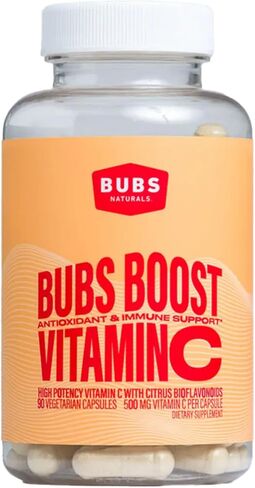 BUBS Naturals - BUBS يعزز فيتامين C مع البيوفلافونويد: مضادات الأكسدة ودعم المناعة | فيتامين لأنماط الحياة النشطة وإنتاج الكولاجين (90 قطعة) in Kuwait