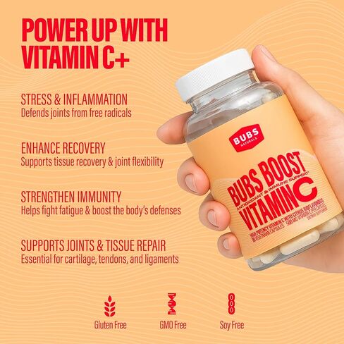 BUBS Naturals - BUBS يعزز فيتامين C مع البيوفلافونويد: مضادات الأكسدة ودعم المناعة | فيتامين لأنماط الحياة النشطة وإنتاج الكولاجين (90 قطعة) in Kuwait