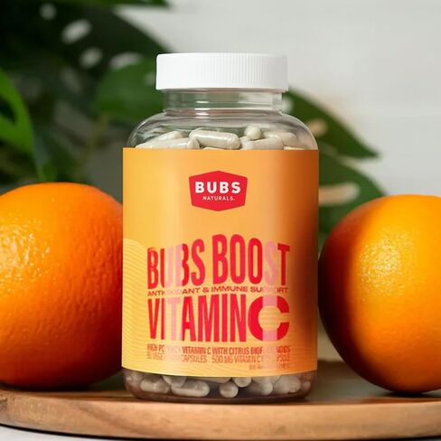 BUBS Naturals - BUBS يعزز فيتامين C مع البيوفلافونويد: مضادات الأكسدة ودعم المناعة | فيتامين لأنماط الحياة النشطة وإنتاج الكولاجين (90 قطعة) in Kuwait