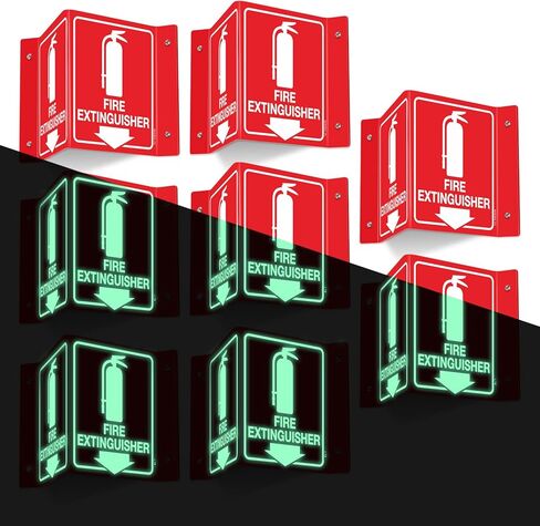 T&R Fire Extinguisher Sign, Fire Extinguisher with Down Arrow - 4 Pack - 6 x 6 Inches Glow-In-The-Dark Acrylic, 2 pre-drilled holes, Includes Matching Screws, Use for Home Office/Business in Saudi Arabia