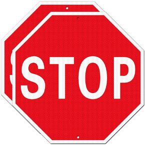 (2 Pack) Large Stop Sign, 24 x 24 Inches Street Road Sign. Engineer Grade Rust Free Reflective Aluminum, UV Protected, Fade Resistant, Waterproof, 2 Pre-drilled Holes, Easy to Mount in Kuwait