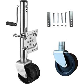 Trailer Jack Wheel - Galvanized Steel Folding Guide Wheel Bracket, Heavy Duty Boat Trailer Jack, Bolt-On Swivel Tongue Jack, with 6'' Dual Wheels, 10" Lift, 15 in Kuwait