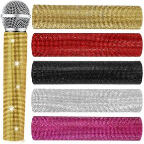 حجر الراين ميكروفون الدعامة سباركلي بلينغ كم بريق مقبض الميكروفون العالمي يغطي مقبض الميكروفون للميكروفونات المحمولة اللاسلكية اللاسلكية للحزب عرض تلفزيوني ديكور المسرح متعدد الألوان التألق in Kuwait