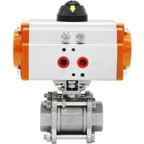 DN25 ثلاث قطع صمام كروي هوائي ذو منصة عالية من الفولاذ المقاوم للصدأ 304 أسطوانة مزدوجة التمثيل in Kuwait