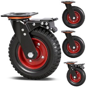 Frassie 8 Inch Heavy Duty Wheels Rubber Quiet Industrial Casters Large Set of 4 (2 Swivel 2 Locking) Plate Caster for Cart, Workbench,Toolbox, Dolly in Kuwait