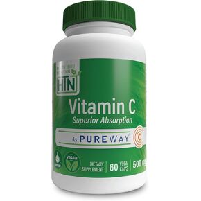 Health Thru Nutrition Vitamin-C 500mg as PureWay-C 60 Vegecaps Superior Absorption | Healthy Immune Function and Collagen Support | 3rd Party Tested | Vegan, Non-GMO and Gluten Free in Saudi Arabia