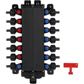 50143 Pex Manifold متوافق مع Viega Manabloc، Homerun Distribution Pex Manifold مع صمامات، 1/2 بوصة صفر رصاص بولي سبيكة PEX تجعيد مع 14 محول منفذ (8 بارد، 6 ساخن) in Kuwait