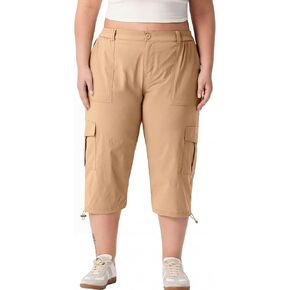 SHIJIALI Women's Plus Size Cargo Capri Hiking Pants 6 Pockets Quick Dry Elastic Waist Outdoor Travel Casual Work in Kuwait