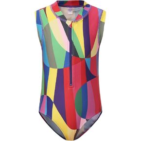 ملابس سباحة للفتيات قطعة واحدة من Rash Guard للأطفال البنات بدون أكمام لباس سباحة مع سحاب أمامي ملابس سباحة من 3 إلى 16 سنة in Kuwait