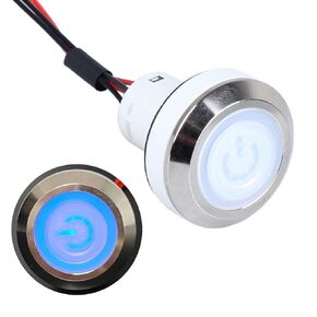 30mm Latching Waterproof Stove Push Button Switch Ignite Switch 1NO 110V 120V with Pre-Wired Cables for 1.18" Mounting Hole (IP67 Power Symbol Green LED) in Kuwait