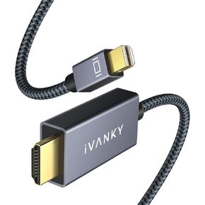 كابل منفذ عرض صغير 4K إلى HDMI، كابل iVANKY 4K@30 هرتز Thunderbolt إلى HDMI، [غطاء الشب/المضفر/الحل الأمثل للرقاقة]، Mini DP إلى HDMI لجهاز MacBook Air/Pro، Surface Pro/Dock، الشاشة، جهاز العرض - 6FT in Kuwait