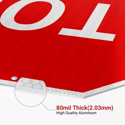 (2 Pack) Large Stop Sign, 24 x 24 Inches Street Road Sign. Engineer Grade Rust Free Reflective Aluminum, UV Protected, Fade Resistant, Waterproof, 2 Pre-drilled Holes, Easy to Mount in Kuwait