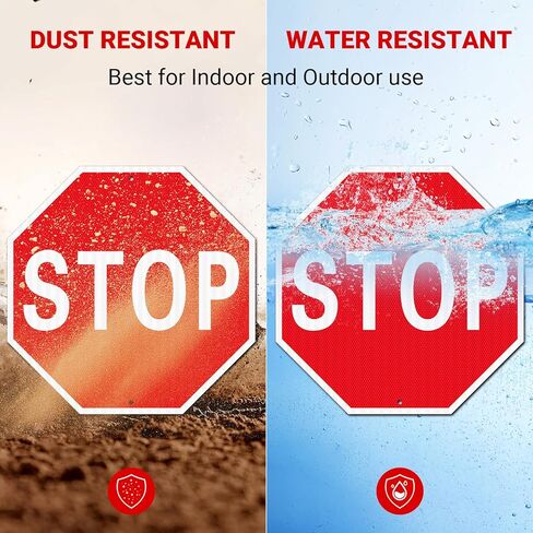 (2 Pack) Large Stop Sign, 24 x 24 Inches Street Road Sign. Engineer Grade Rust Free Reflective Aluminum, UV Protected, Fade Resistant, Waterproof, 2 Pre-drilled Holes, Easy to Mount in Kuwait