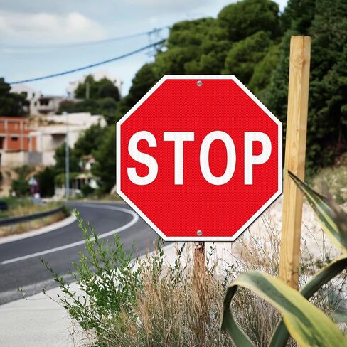 (2 Pack) Large Stop Sign, 24 x 24 Inches Street Road Sign. Engineer Grade Rust Free Reflective Aluminum, UV Protected, Fade Resistant, Waterproof, 2 Pre-drilled Holes, Easy to Mount in Kuwait