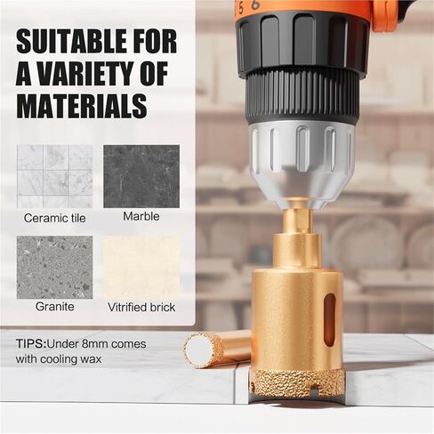 12 قطعة M10 الموضوع النحاس ثقب الماس فتاحة مثقاب الخشب الأساسية لبلاط السيراميك الرخام الجرانيت الطوب البناء ثقب المنشار أدوات in Kuwait
