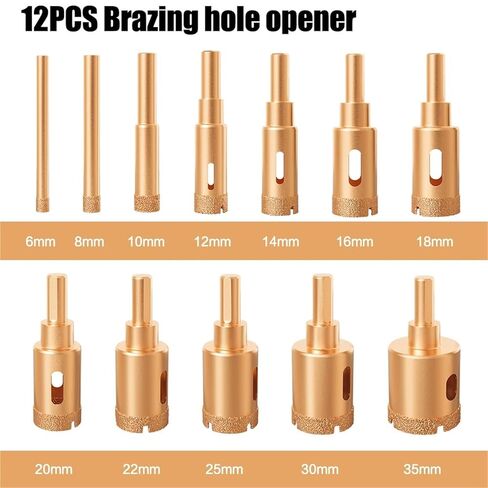 12 قطعة M10 الموضوع النحاس ثقب الماس فتاحة مثقاب الخشب الأساسية لبلاط السيراميك الرخام الجرانيت الطوب البناء ثقب المنشار أدوات in Kuwait