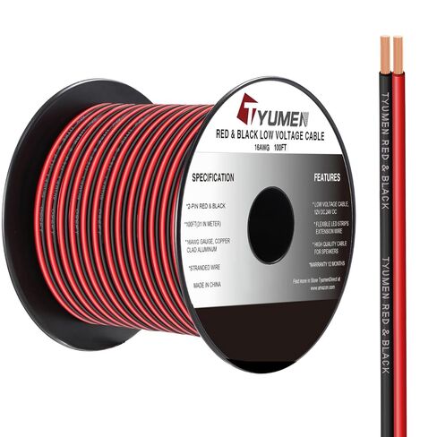 50FT 14/2 قياس كابل أحمر أسود هوكوب سلك كهربائي شرائط LED سلك تمديد 12 فولت/24 فولت كابل تيار مستمر، 14AWG سلك تمديد سلك مرن لإضاءة شريط شريط LED in Kuwait
