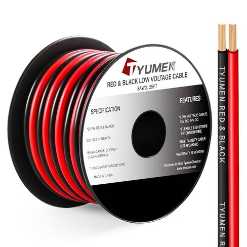 50FT 14/2 قياس كابل أحمر أسود هوكوب سلك كهربائي شرائط LED سلك تمديد 12 فولت/24 فولت كابل تيار مستمر، 14AWG سلك تمديد سلك مرن لإضاءة شريط شريط LED in Kuwait