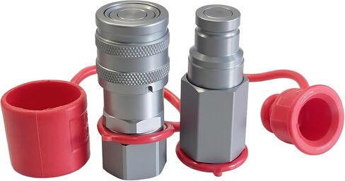 مجموعة قارنة التوصيل السريع الهيدروليكية ذات الوجه المسطح 3/8 بوصة، خيط NPT 1/2 بوصة، 5076 رطل لكل بوصة مربعة، ISO 16028 مع أغطية الغبار in Kuwait