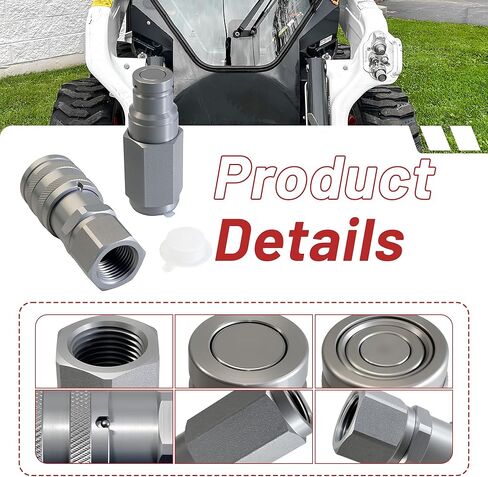 مجموعة قارنة التوصيل السريع الهيدروليكية ذات الوجه المسطح 3/8 بوصة، خيط NPT 1/2 بوصة، 5076 رطل لكل بوصة مربعة، ISO 16028 مع أغطية الغبار in Kuwait