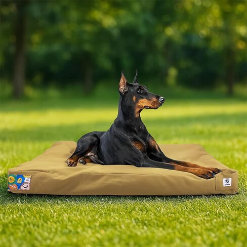 Sytopia 36'' Canvas Outdoor Dog Bed with Waterproof Washable Removable Cover for Large and Medium Dogs, Indoor and Patio Pet Pad, Dark Grey in Kuwait