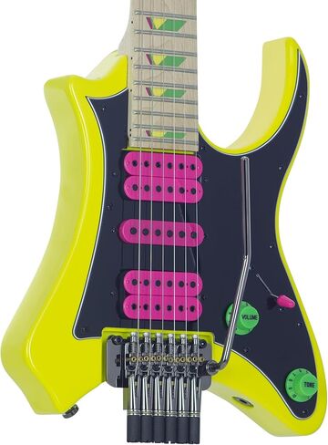 Vaibrant 88 Deluxe Headless (Electric Yellow) Electric Travel Guitar w/Deluxe Gig Bag in Saudi Arabia
