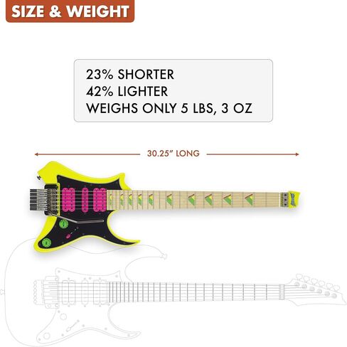 Vaibrant 88 Deluxe Headless (Electric Yellow) Electric Travel Guitar w/Deluxe Gig Bag in Saudi Arabia