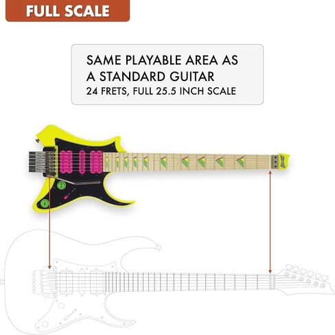 Vaibrant 88 Deluxe Headless (Electric Yellow) Electric Travel Guitar w/Deluxe Gig Bag in Saudi Arabia