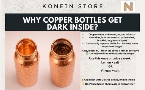 100% Copper Water Bottle, Hammered Finish Design, (34 Oz/1000ml), Copper Bottle for Drinking water with Nature Health Benefits, Leak-Proof, Durable & Eco-friendly, Ayurvedic water Bottle in Saudi Arabia