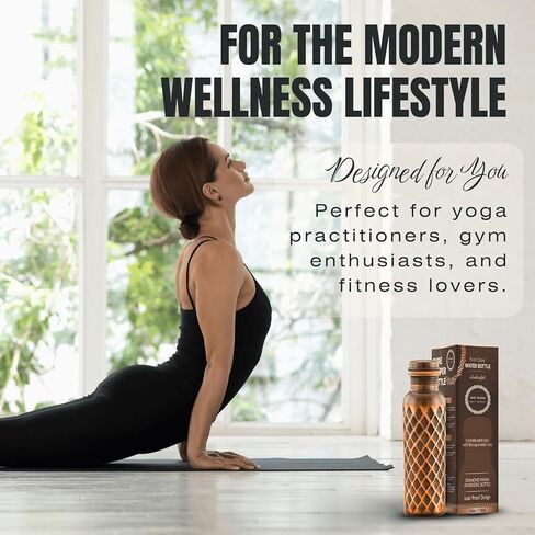 Ayurvedic Pure Copper Water Bottle 34 Oz | Leak Proof | Durable & Rust Proof | Traditional Copper Drinkware | Eco Friendly | Non Toxic And BPA Free in Saudi Arabia