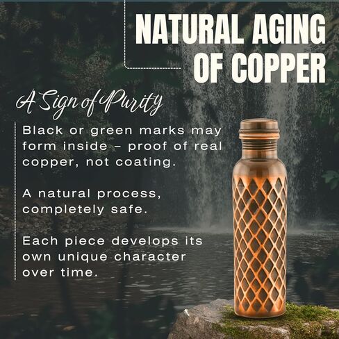 Ayurvedic Pure Copper Water Bottle 34 Oz | Leak Proof | Durable & Rust Proof | Traditional Copper Drinkware | Eco Friendly | Non Toxic And BPA Free in Saudi Arabia