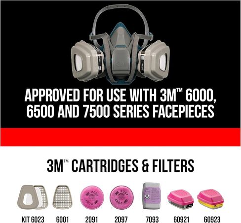 3M Replacement Cartridges for Multi-purpose Respirator, 60923H1-DC, 1-Pair in Kuwait