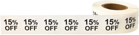 ملصقات InStockLabels 15% بيضاء للبيع بالتجزئة، 500 ملصق لكل لفة، مستديرة 3/4 بوصة - ملصقات لحدث الترويج والمخزون، علامات سهلة التقشير، لاصق شبه لامع، آمن للملابس، خالي من البقايا in Saudi Arabia