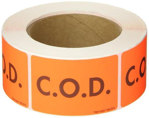 شريط المنطق Aviditi الشريط المنطق 2 "× 3"، "C.O.D." ملصق تحذير باللون الأحمر الفلوريسنت، للشحن والمناولة والتعبئة والنقل (لفة واحدة تحتوي على 500 ملصق) in Saudi Arabia