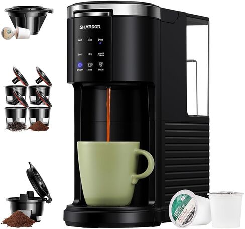 ماكينة صنع القهوة SHARDOR 3 في 1، ماكينة صنع القهوة K Cup متوافقة مع القهوة المطحونة والشاي، ماكينة القهوة ذات الخدمة الواحدة، أحجام المشروب 6-14 أونصة، خزان مياه قابل للفصل 40 أونصة، إعدادات إزالة الترسبات، أبيض in Kuwait