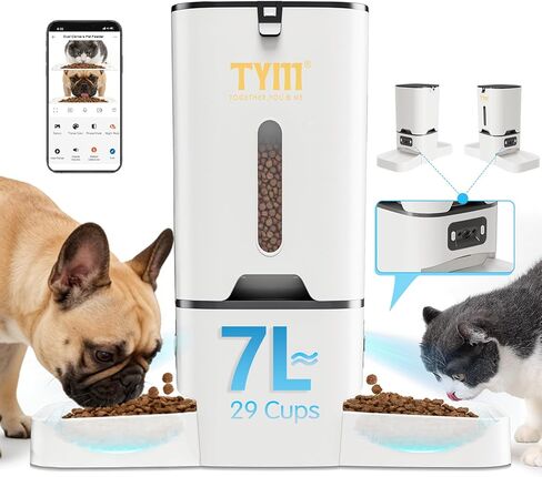 TYM 7L Automatic Cat Feeder with Controllable 2K 3MP Camera - 5G WiFi Pet Food Dispenser with APP Control Laser Interactive, Programmable Timed Feeding, Night Vision, Voice Communication in Kuwait