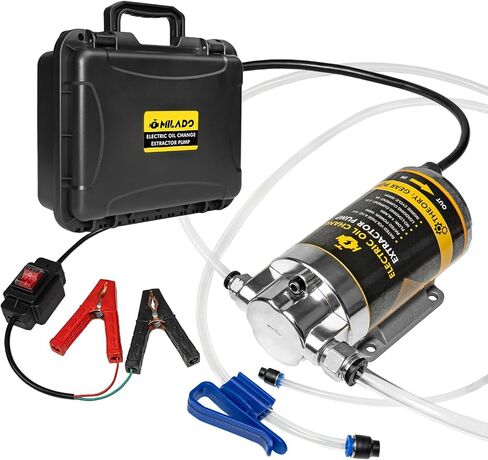 مضخة استخراج تغيير الزيت الكهربائية 12 فولت 100 وات من ميلادو، مضخة نقل مستخرج السوائل المحمولة 1-4 لتر/الدقيقة لزيت المحرك والديزل وسائل النقل وزيت التروس للقوارب والسيارات والشاحنات والدراجات النارية وجزازة العشب in Kuwait
