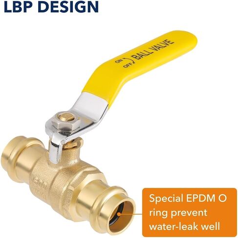 3/4 "صمام كروي بالضغط مع حلقة دائرية EPDM 1/4-Turn صمام إيقاف إيقاف المنفذ الكامل لتوصيل أنابيب النحاس LF النحاس 10 قطعة in Saudi Arabia