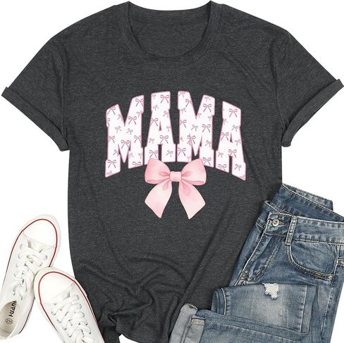 Mama Shirts for Women Mom Shirt Mom Life Crewneck T-Shirts Funny Mama Skeleton Rocker Graphic Tee Summer Pullove Tops in Kuwait