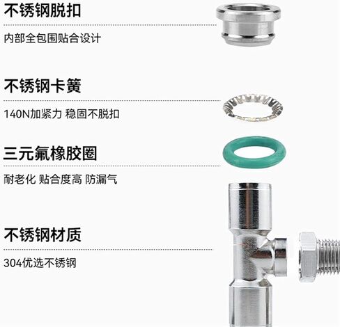 304 Stainless Steel Pneumatic Quick Connector PB8-02 Air Pipe PX6-01/PD Tee 1Pcs(不锈钢PD6-01) in Kuwait