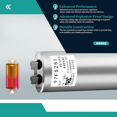 97F5251 C470R 70 فائق التوهج MFD x 440VAC مكثف صناعي بديل مستدير للخدمة الشاقة مكثف تشغيل المحرك (97F5251) in Kuwait