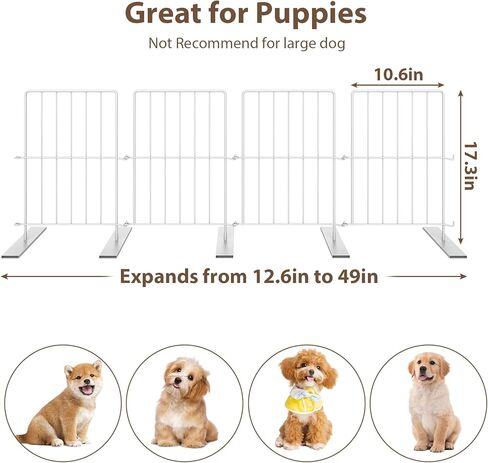 PINPON 17" Metal Freestanding Pet Gate, 4-Panel Expandable Dog Gate Fence (10.6"-49"), Tool-Free Setup, Indoor/Outdoor Barrier for Small Dogs, Multi-Pack for Unlimited Extension in Kuwait