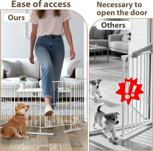 PINPON 17" Metal Freestanding Pet Gate, 4-Panel Expandable Dog Gate Fence (10.6"-49"), Tool-Free Setup, Indoor/Outdoor Barrier for Small Dogs, Multi-Pack for Unlimited Extension in Kuwait